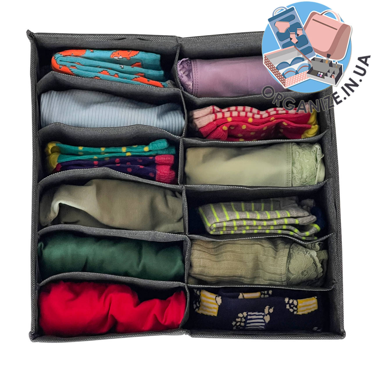 

Двойной органайзер для белья 30*30*10 см ORGANIZE (черный)