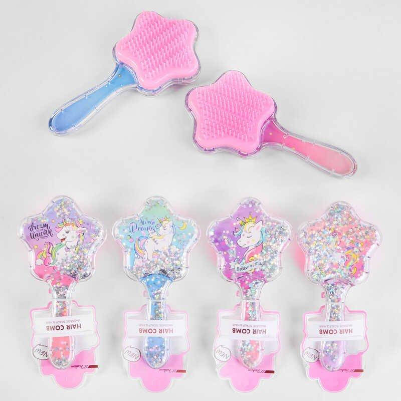 

Расчёска С 51224 (336) 4 вида, единорог с блестками