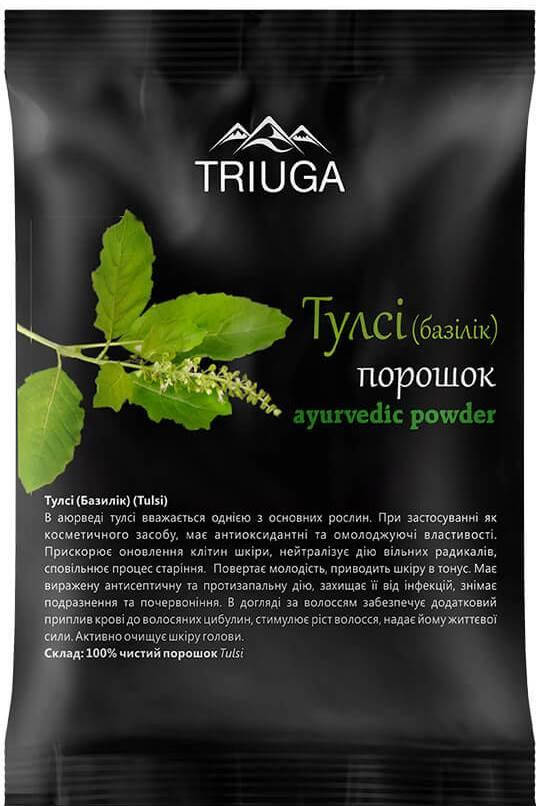 

Натуральный аюрведический порошок Тулси, 50г, Триюга