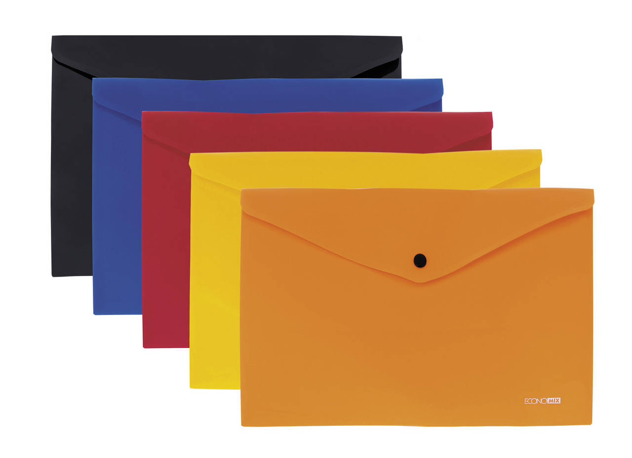 

Папка-конверт на кнопке А4 непрозрачная Economix E31305, Разные цвета