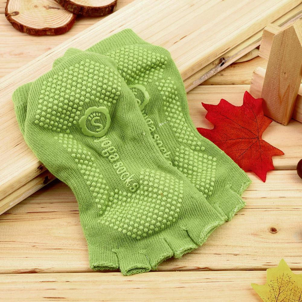 

Носки Для Йоги Yoga Socks с Открытыми Пальцами и Открытым Сводом зеленый