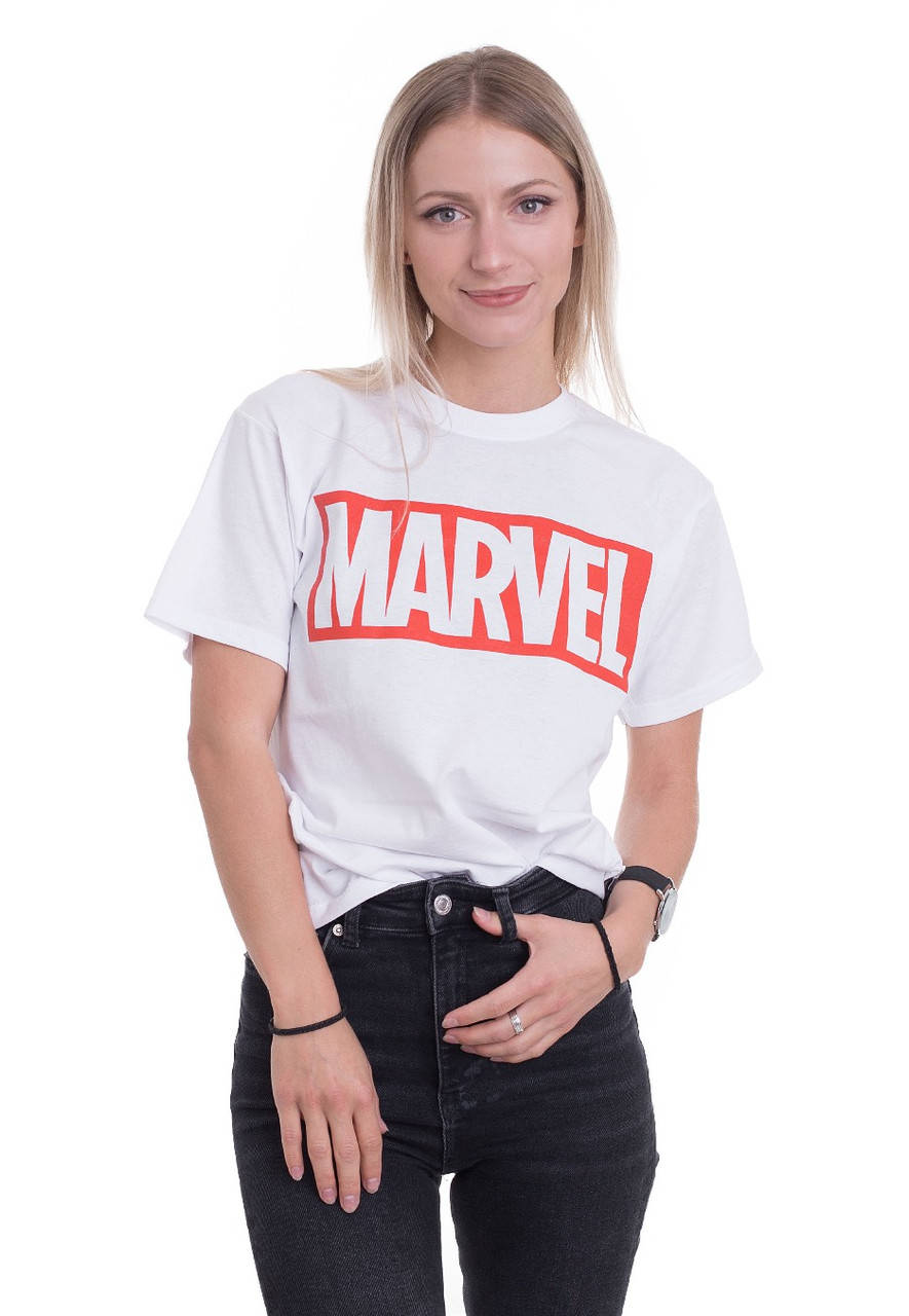 

Футболка Marvel Comics белая с логотипом, универсальная (мужская, женская, детская), Белый