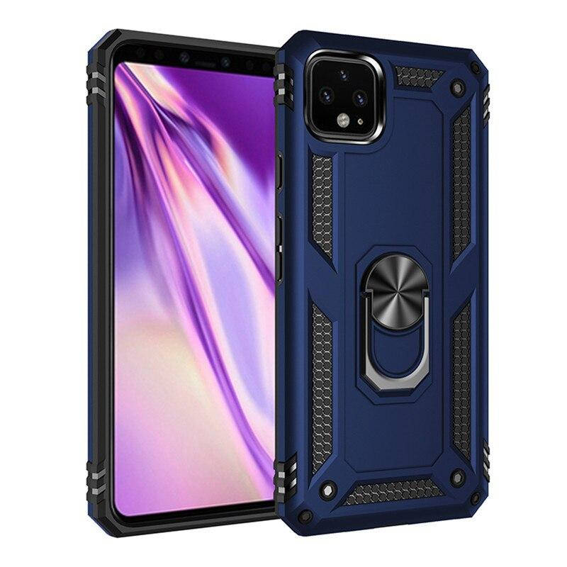 

Противоударный чехол для Google Pixel 4 XL Синий кольцо магнит