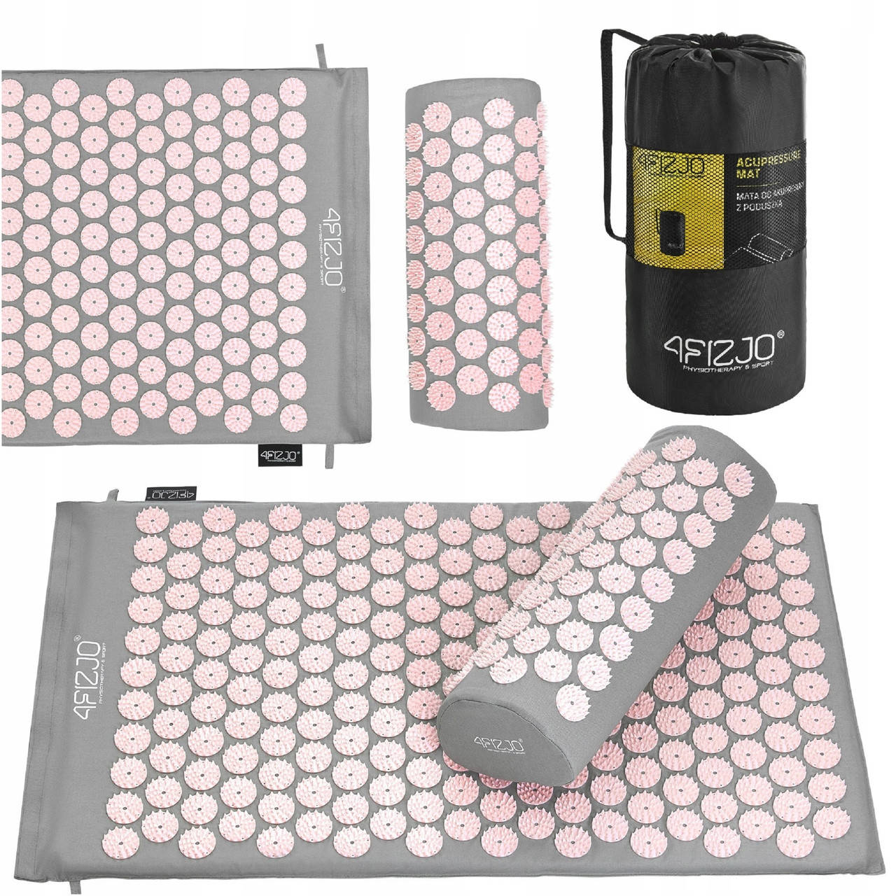 

Коврик акупунктурный с валиком 4FIZJO Аппликатор Кузнецова 72 x 42 см 4FJ0287 Grey/Pink, Розовый