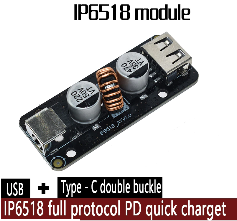 

IP6518 USB-модуль быстрой зарядки IN 10-32V / QC2.0,3.0 (5V,9V,12V) BC1.2PD
