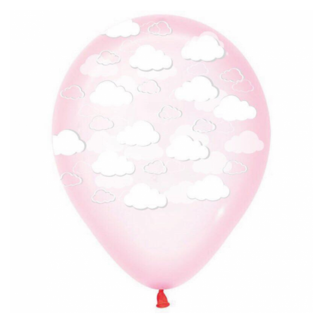 

Латексный шарик BELBAL 12"(30 см) Облака на леденце розовом, Белый