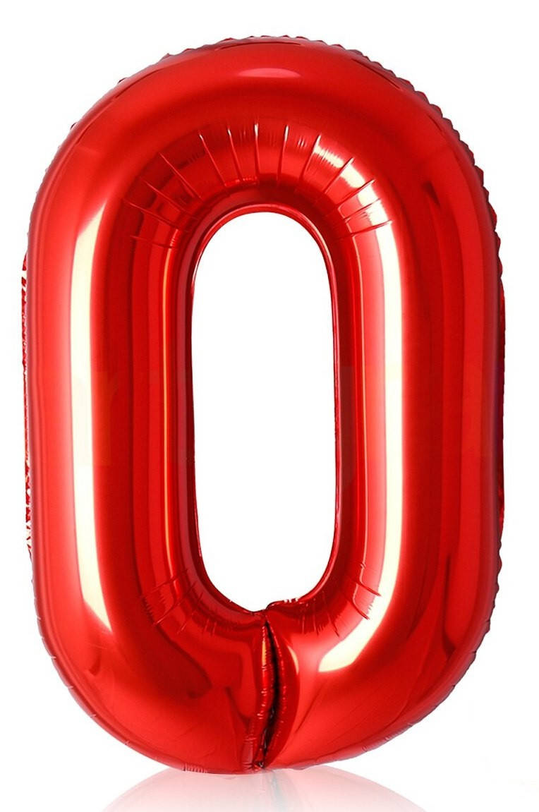 

Фольгированная цифра SLIM красная 100см "0", Золото