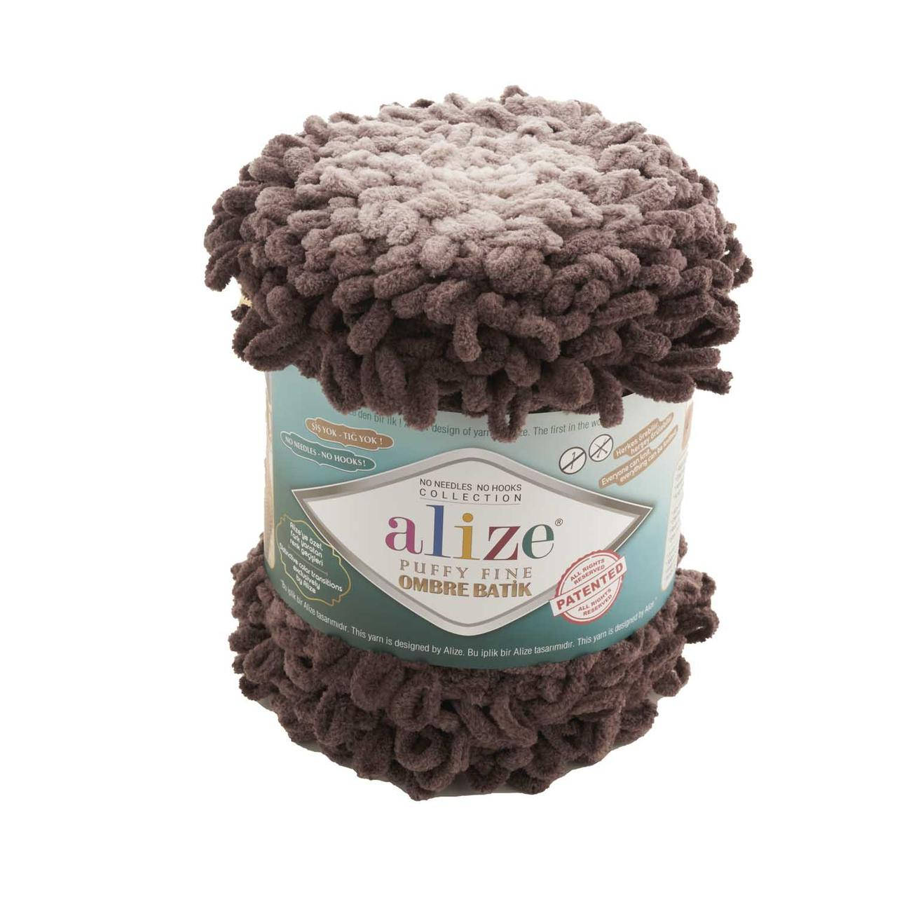 

Пряжа c петельками Alize Puffy Fine Ombre Batik 7243 для вязания руками (Ализе Пуффи Файн Омбре Батик)