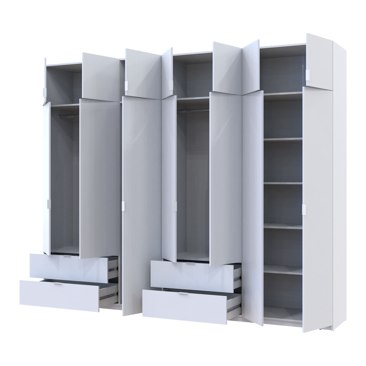 Розпашна Шафа для одягу Doros Лукас Білий 3+4 ДСП 295х50х240 (42005122) 2