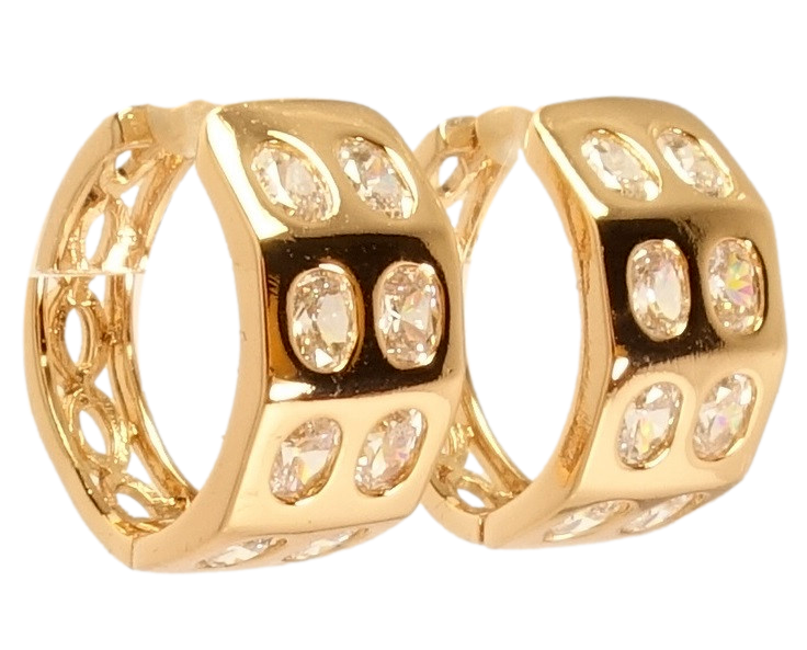 

Серьги Xuping Позолота 18K колечки "Широкие с кристальными вставками"