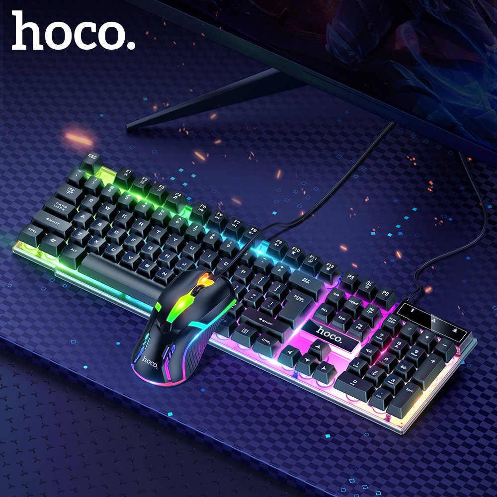 

Игровая клавиатура с подсветкой проводная Hoco Gaming Combo + игровая мышка с LED подсветкой Набор для геймера, Черный