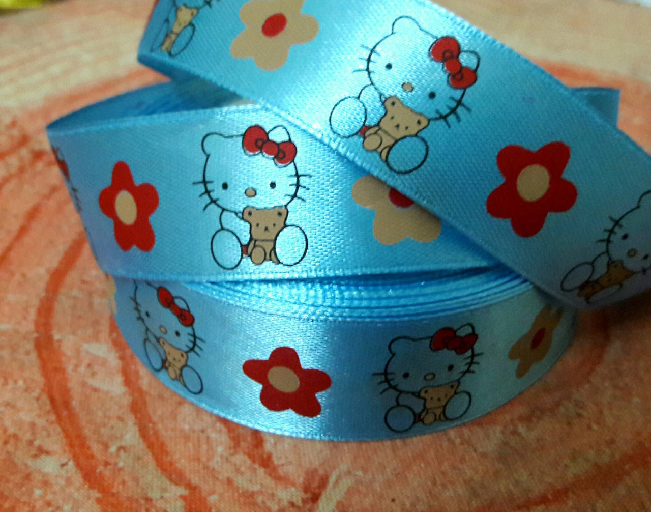 

Лента атласная 2,5см. "Hello Kitty"