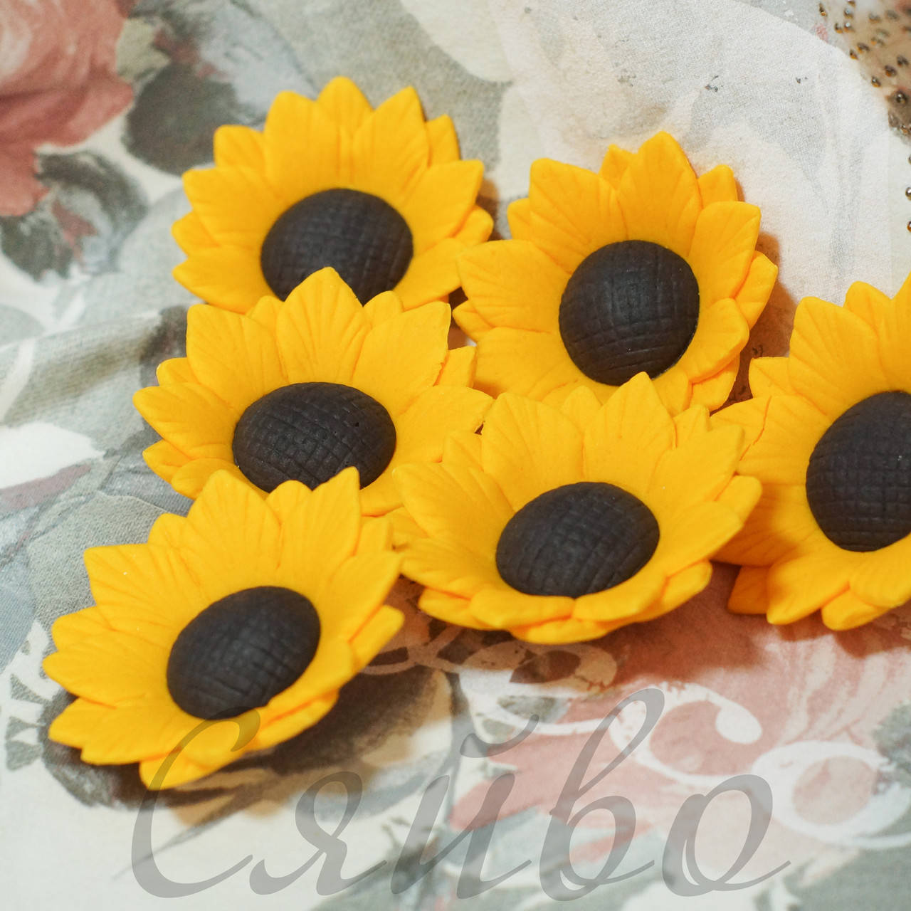 

Сахарное украшение декор для торта набор Сонячники Подсолнухи съедобные цветы, Разные цвета