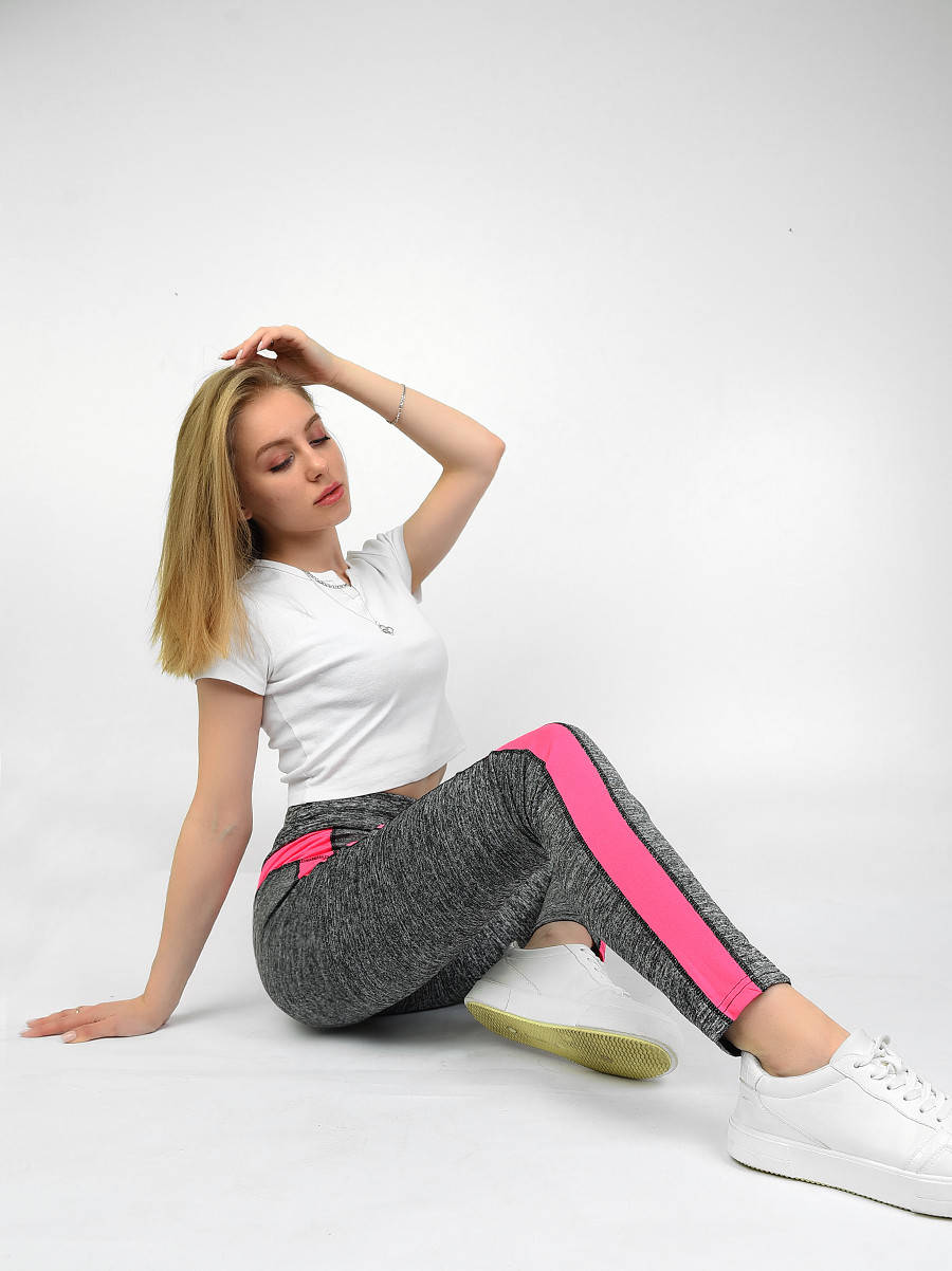 

Лосины женские фитнес серые с розовым Ласточка 139822M