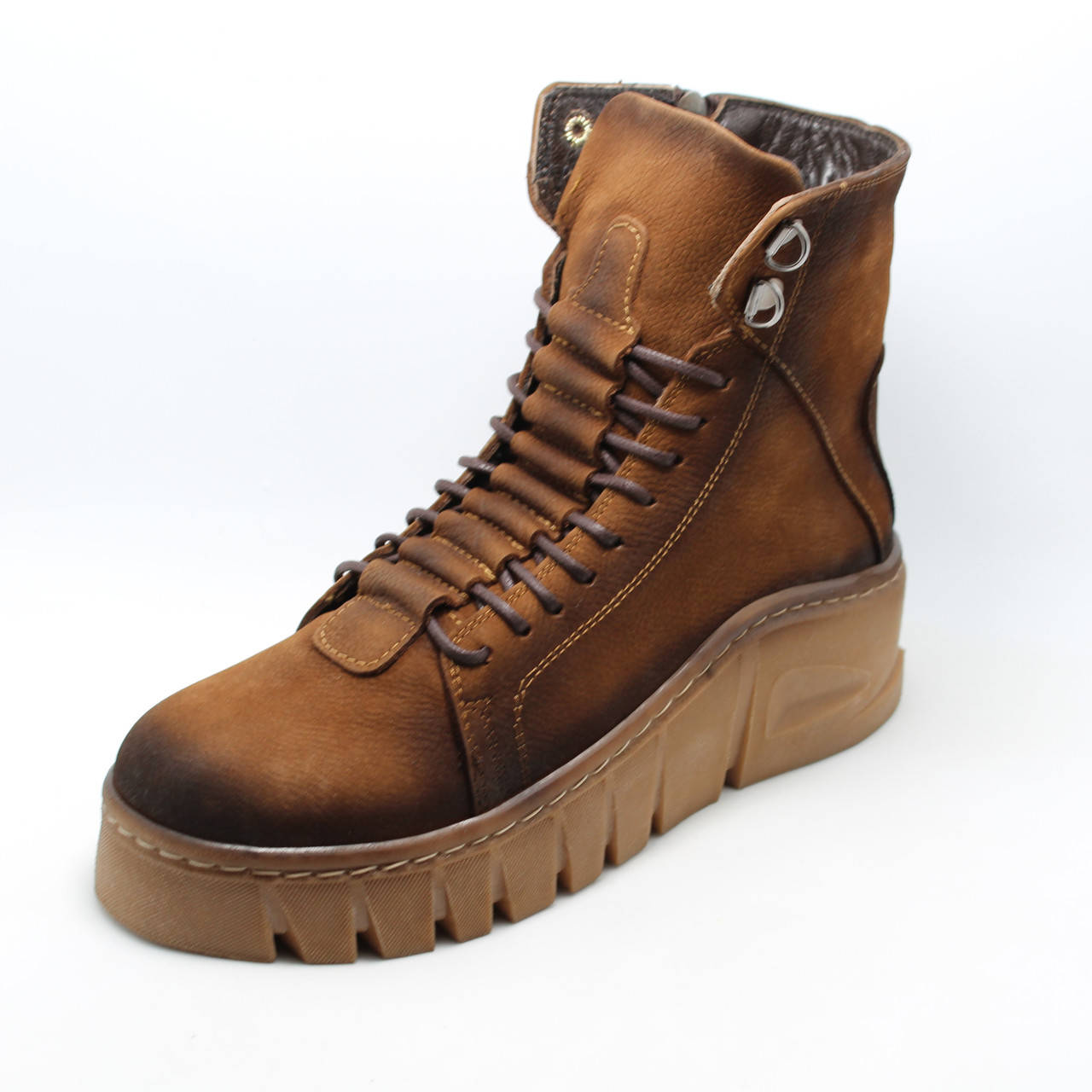 

Женские ботинки Pomp Shoes Турция, зимние, нубуковые на меху, коричневые, Коричневый