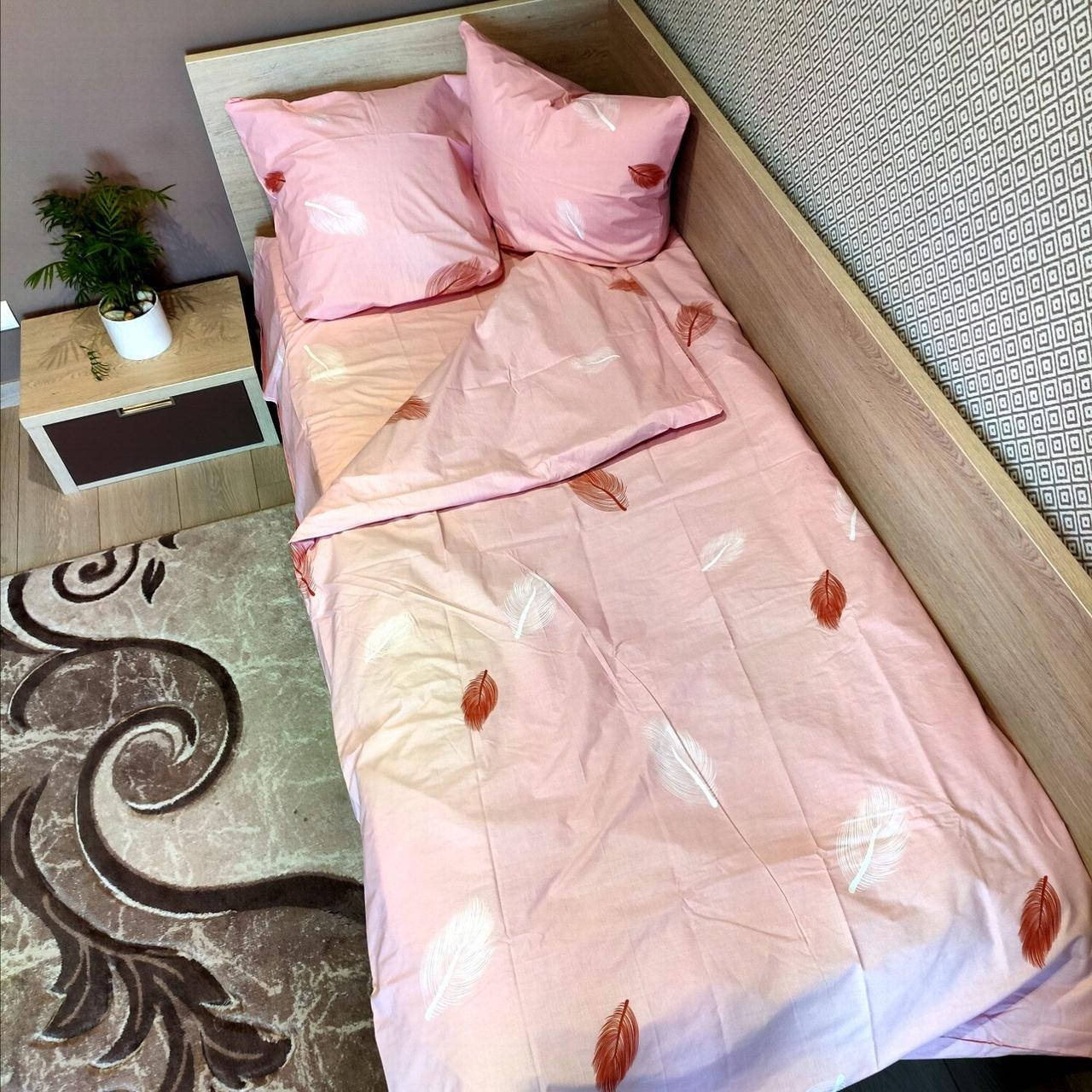 

Перышки розовые - Бязь Gold - Двухспальный комплект, Розовый