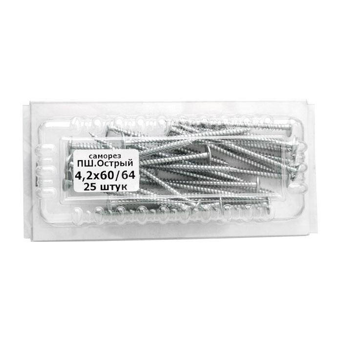 

Саморез прессшайба острый, саморез с шляпкой цинк 4,2х64 (25шт.)