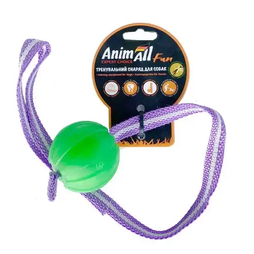 

Игрушка AnimAll Fun для собак, тренинг мяч со шлейкой, 6 см, зеленая, Зелёный