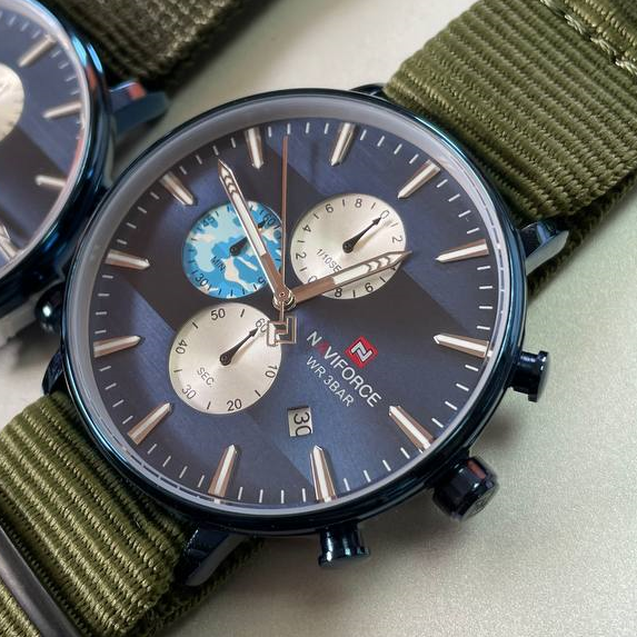

Армейские часы противоударные мужские зелёный ремешок Naviforce Орингинал