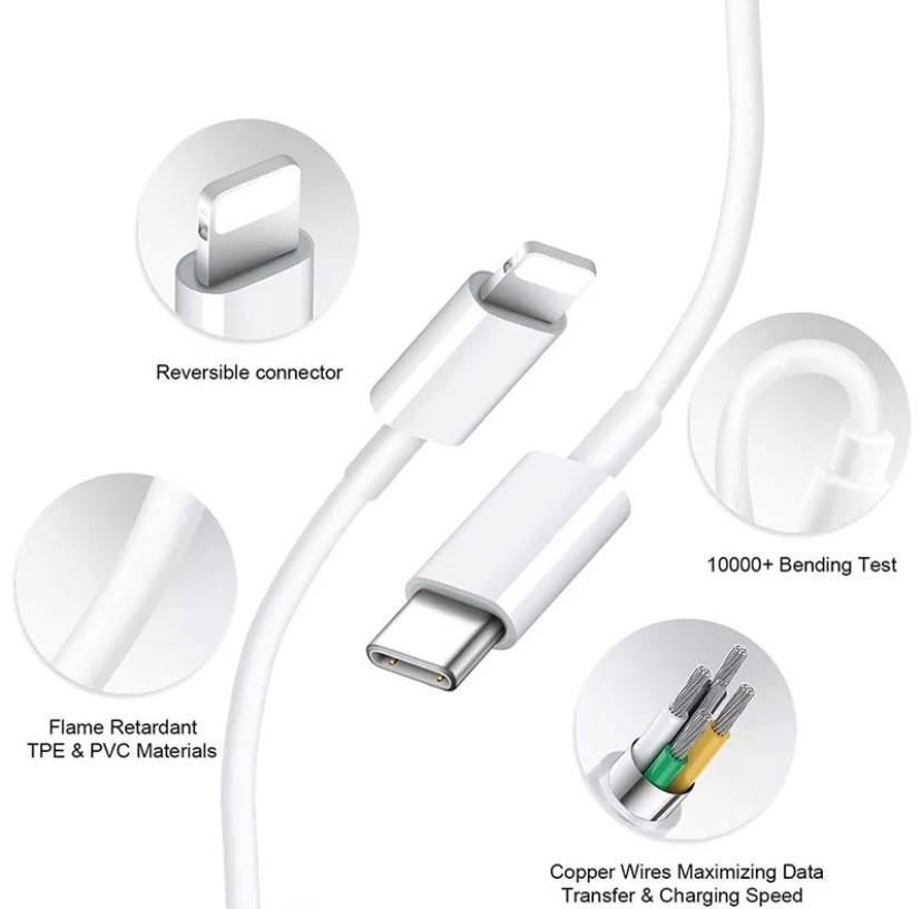 

Дата кабель Apple iPhone Type C to Lightning 2.0m AAA White, Белый