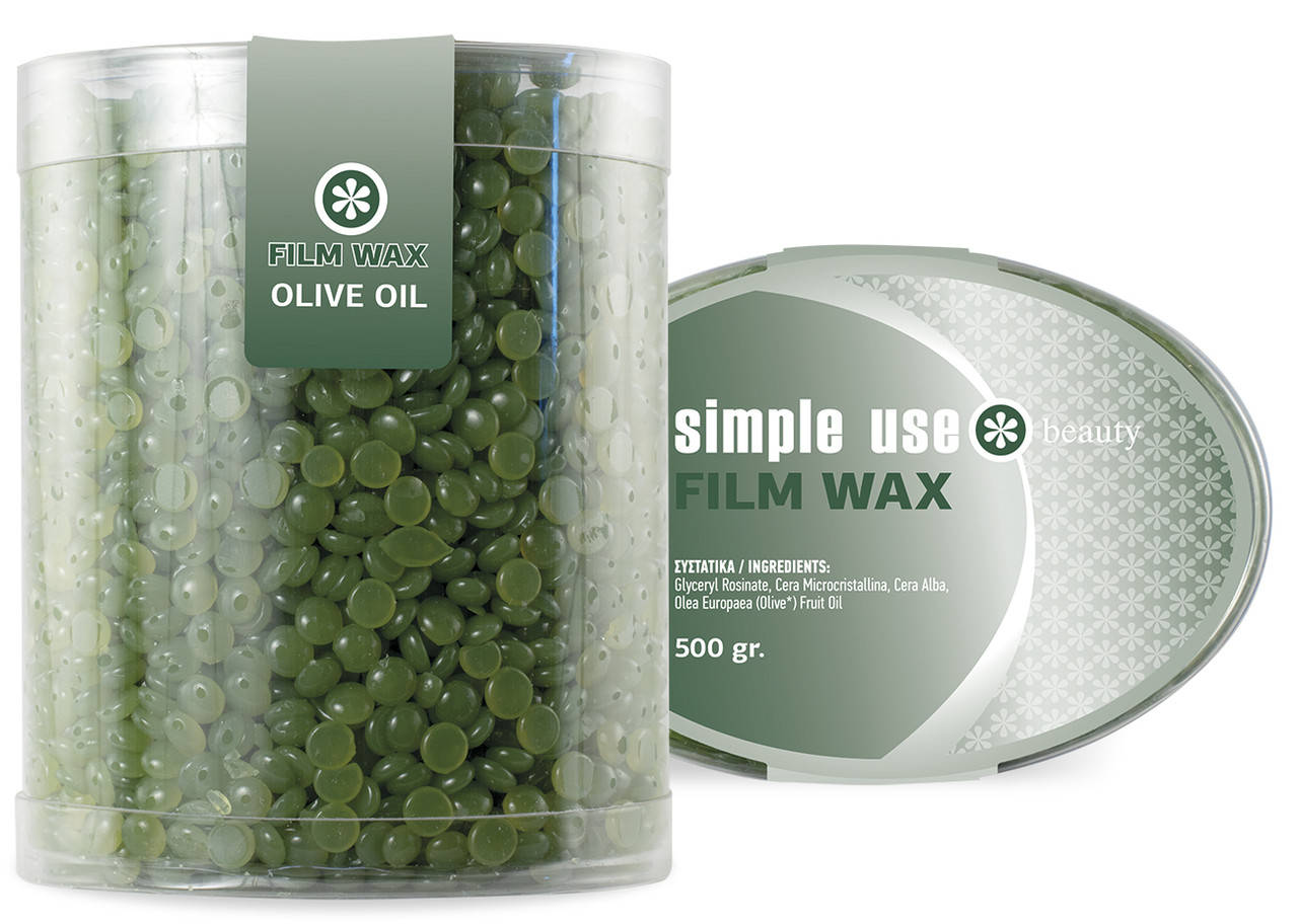 

Плівковий віск в гранулах «Оливкова олія» 500г пластикова банка ТМ Simple Use Beauty