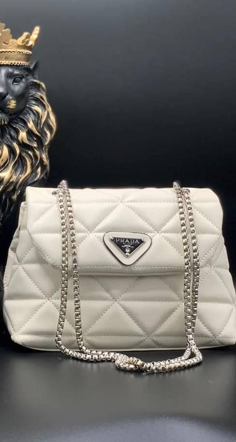 

Сумка стеганая женская белая PRADA Сумка бренд Прада Сумочка Клатч Кросс-боди, Белый