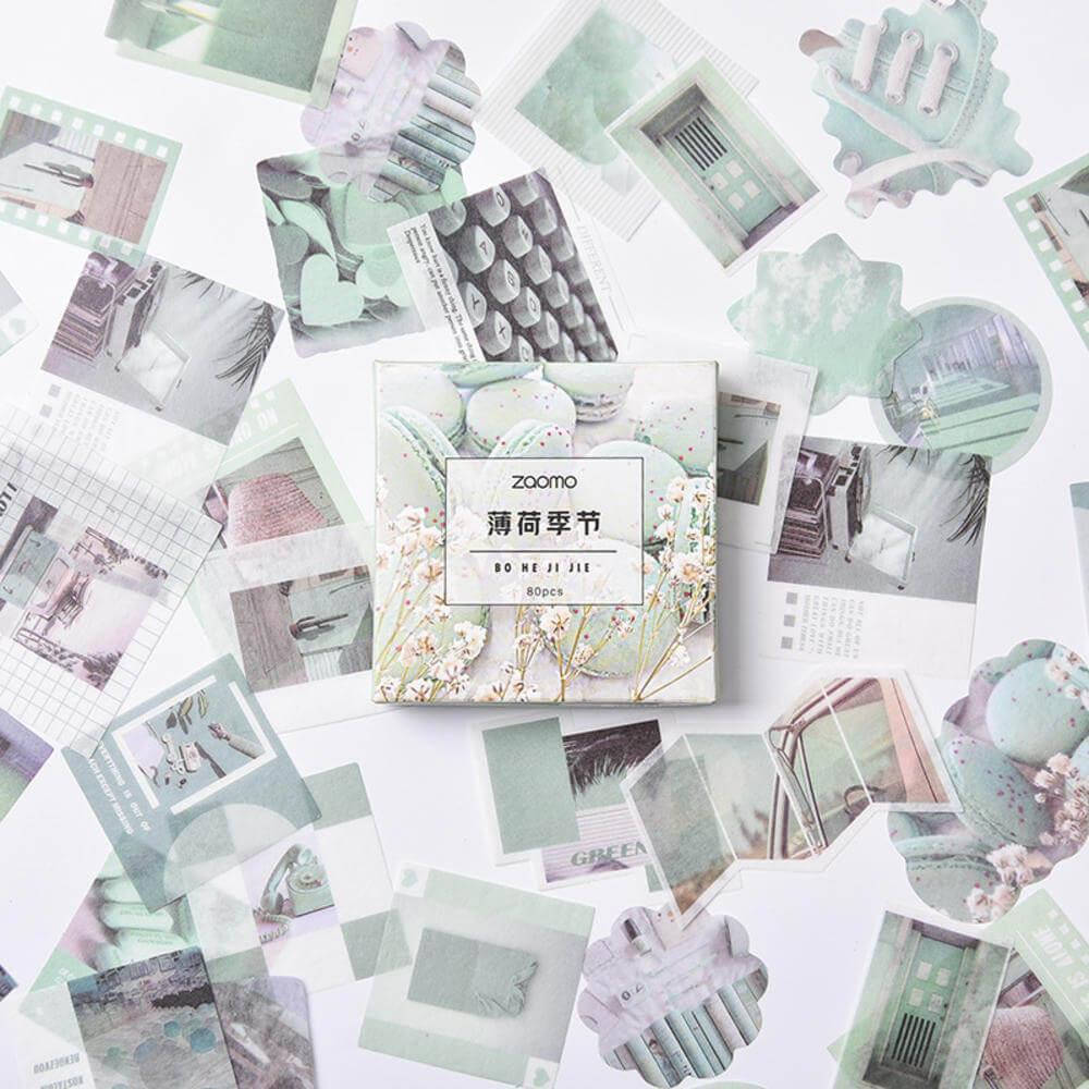 

Набор стикеров в виде картинок 80 шт Мятное наслаждение 8.5 х 8.5 х 1.6 см, Бирюзовый