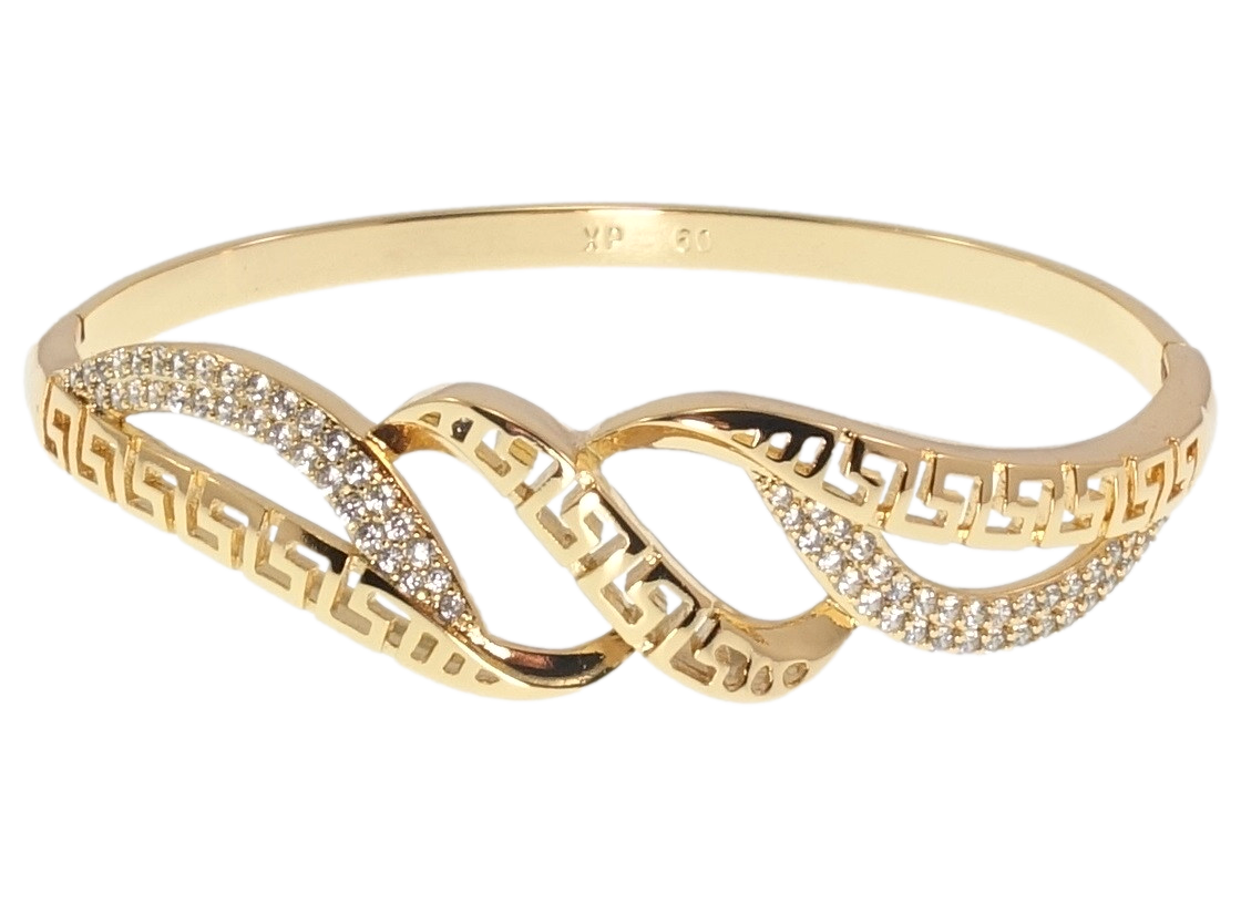 

Браслет Xuping Позолота 18K "Меандровый орнамент с дорожками циркония" ø 6,5см