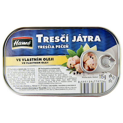 

Печінка тріски Хаме у власному соку Hame Tresci jatra 115g 12шт/ящ (Код : 00-00010130)