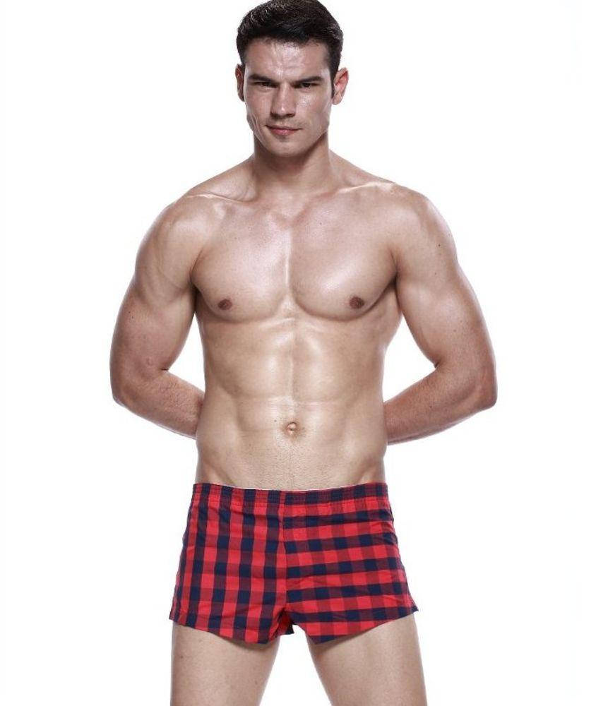 

Мужские семейные трусы в красную клетку ТМ Seobean, Малиновый