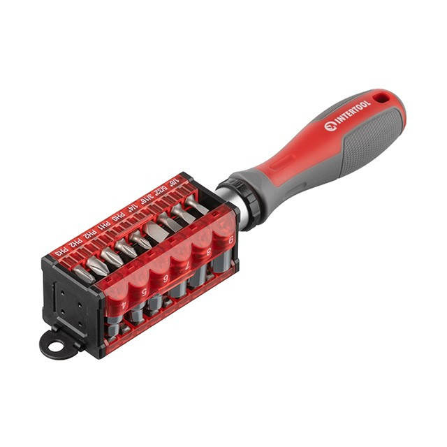 

Отвертка с храповым механизмом и комплектом насадок 31 ед INTERTOOL VT-3374