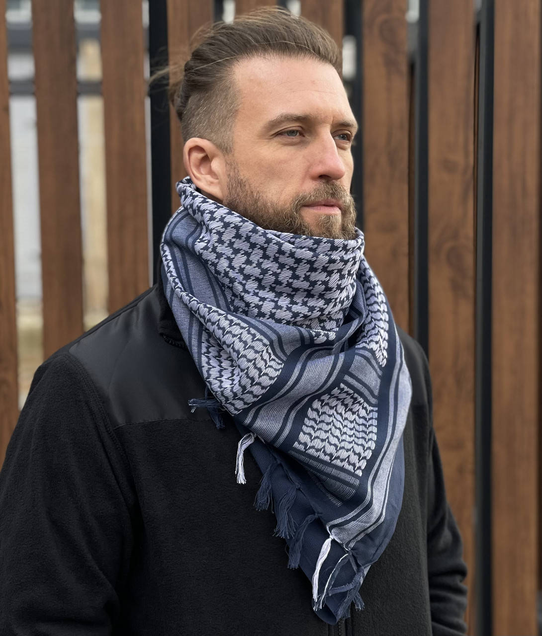 

Арафатка шемаг сине-белый хлопковый военный шарф 110*110 см, Синий