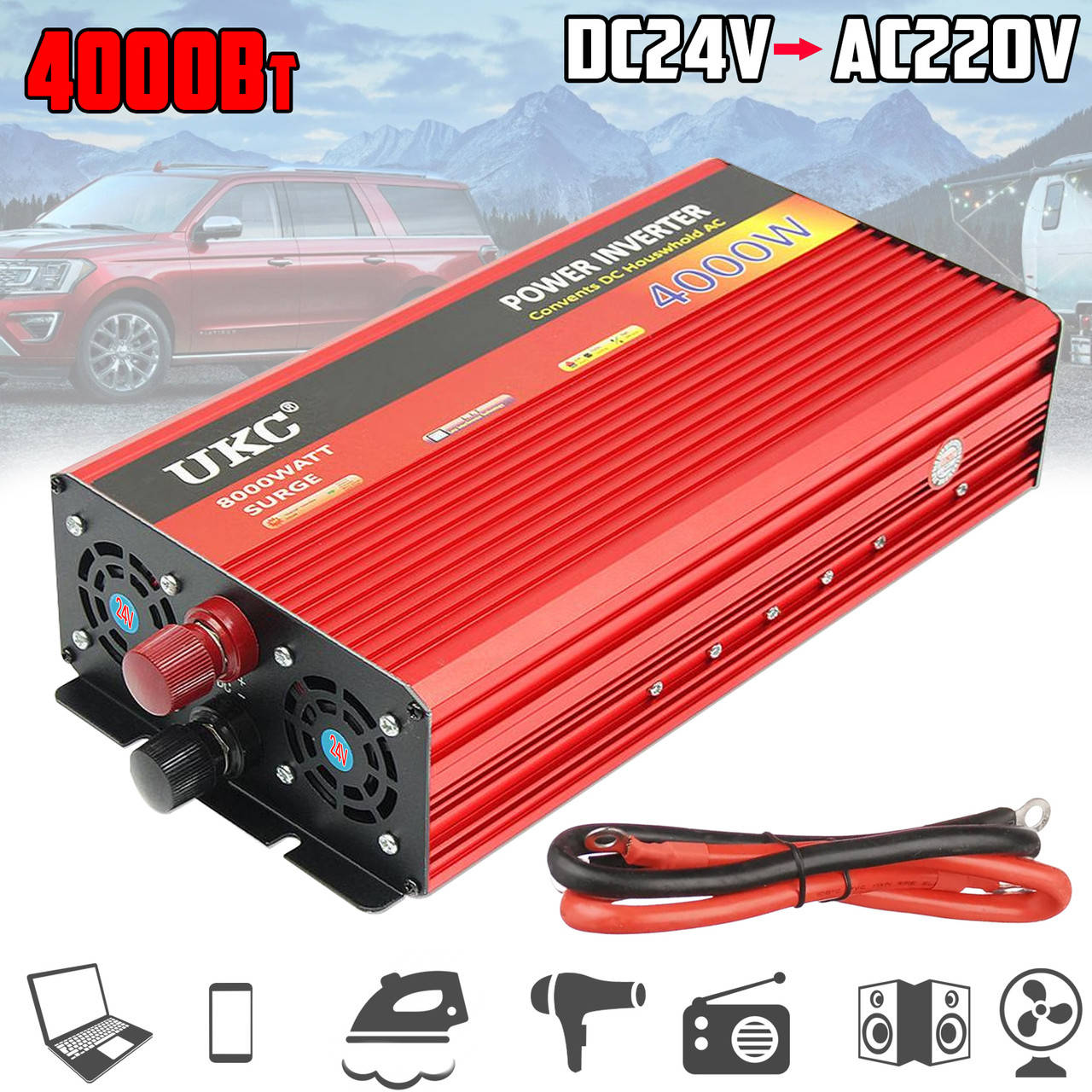 

Преобразователь тока автомобильный AR4000W AC/DC 24V с USB Инвертор в машину 4000 Вт MNG MNG