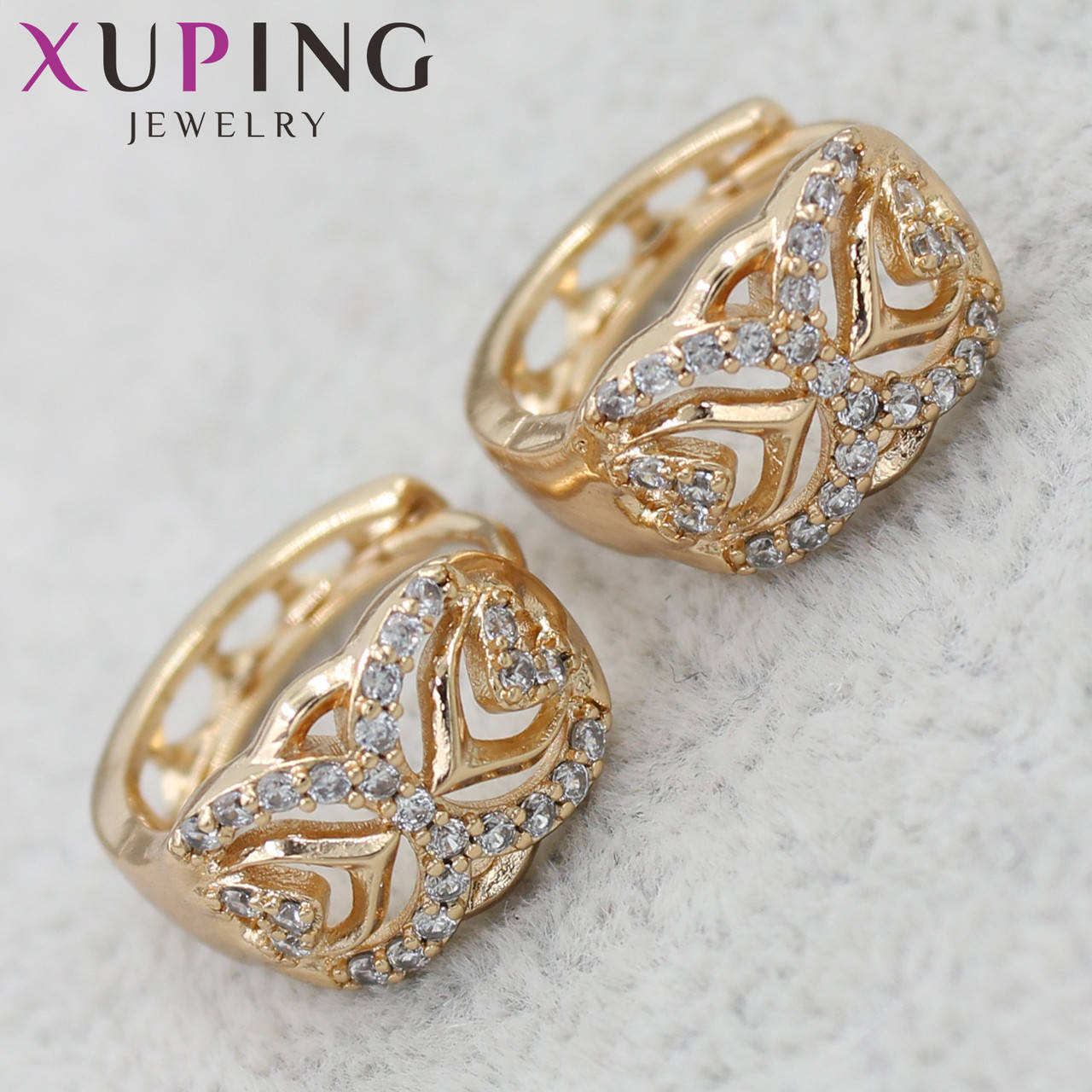 

Серёжки женские медицинское золото Xuping Jewelry с узорами и кристаллами 24K