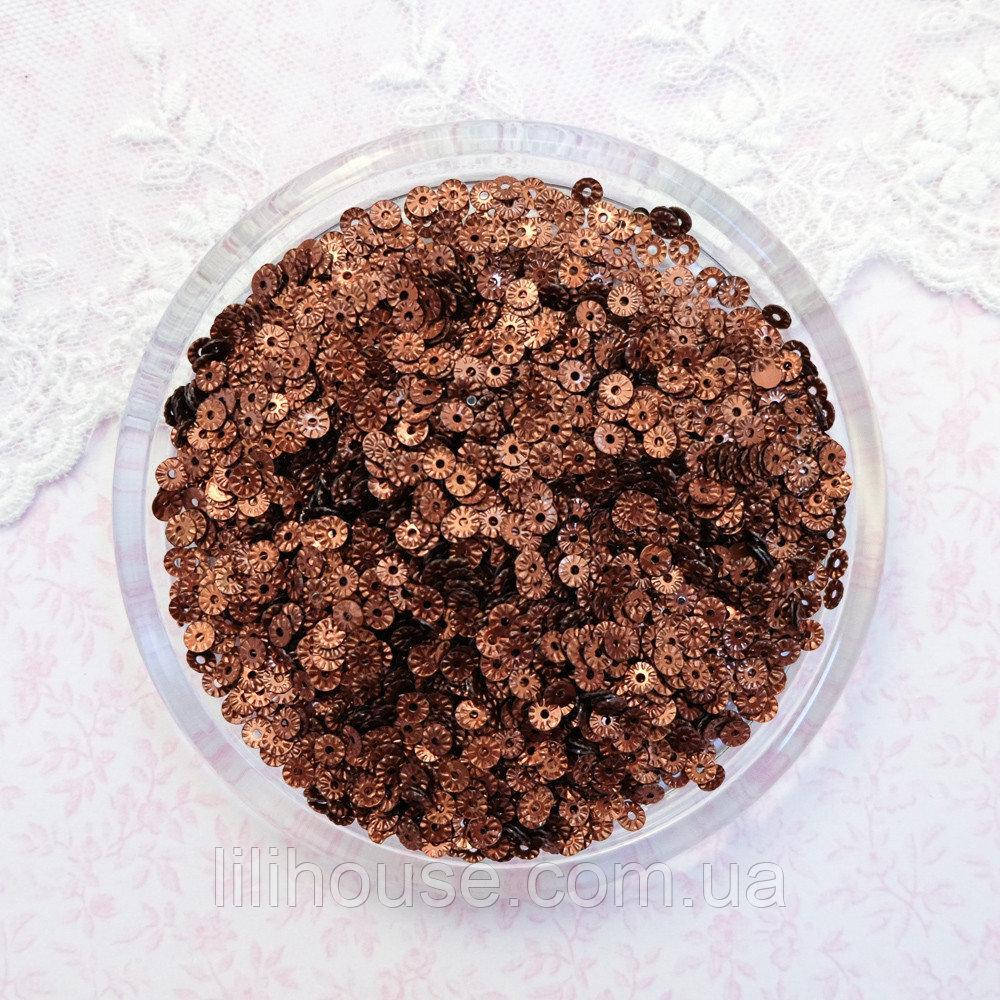 

Пайетки Рифленные 4 мм Индия БРОНЗА 5 г