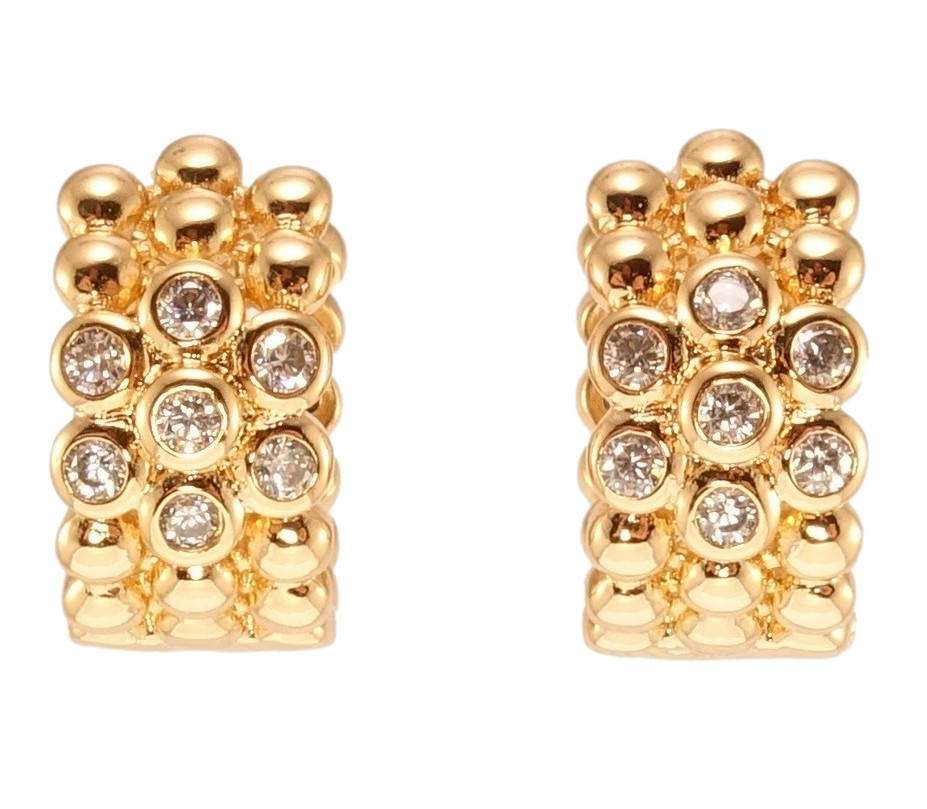 

Серьги Xuping Позолота 18K колечки "Шарики с цветочком из циркония"