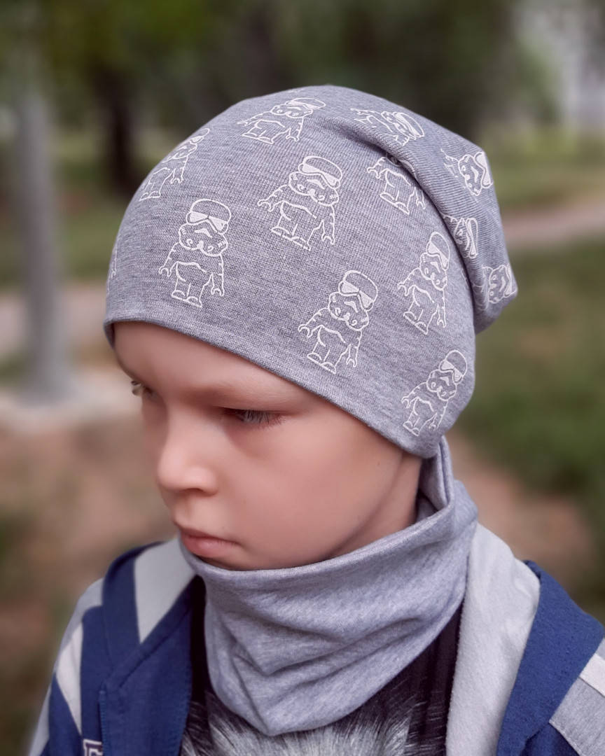 

Осенние детские шапки шапочки 52-56, Светло-серый