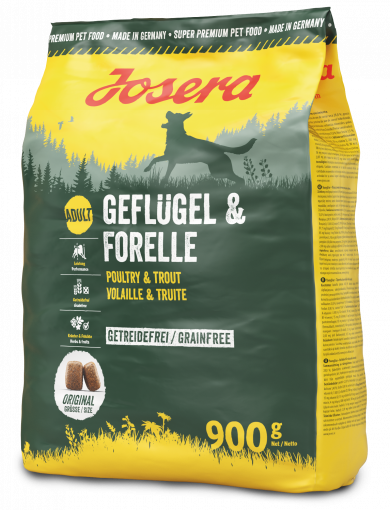 

Josera Geflugel and Forelle 0,9 кг- беззерновой корм с птицей и форелью для собак