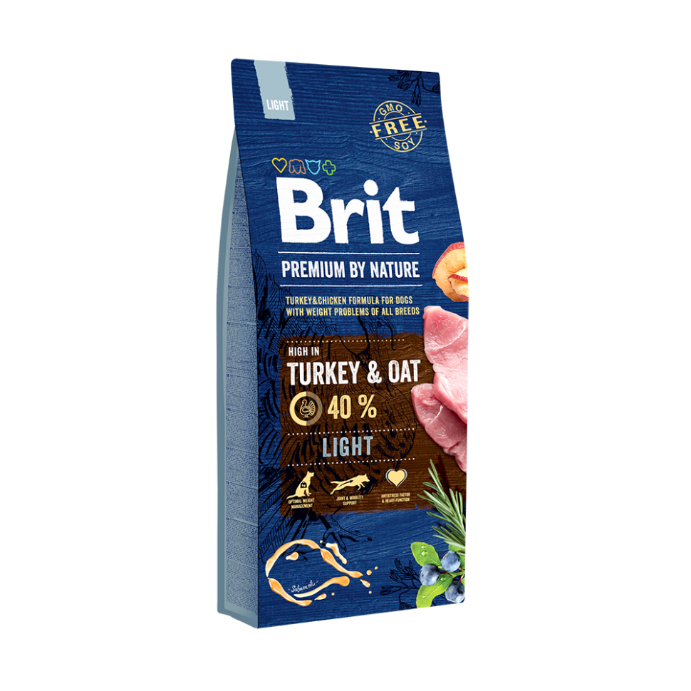 

Сухой корм для собак с избыточным весом Brit Premium by Nature Light с индейкой 15 кг
