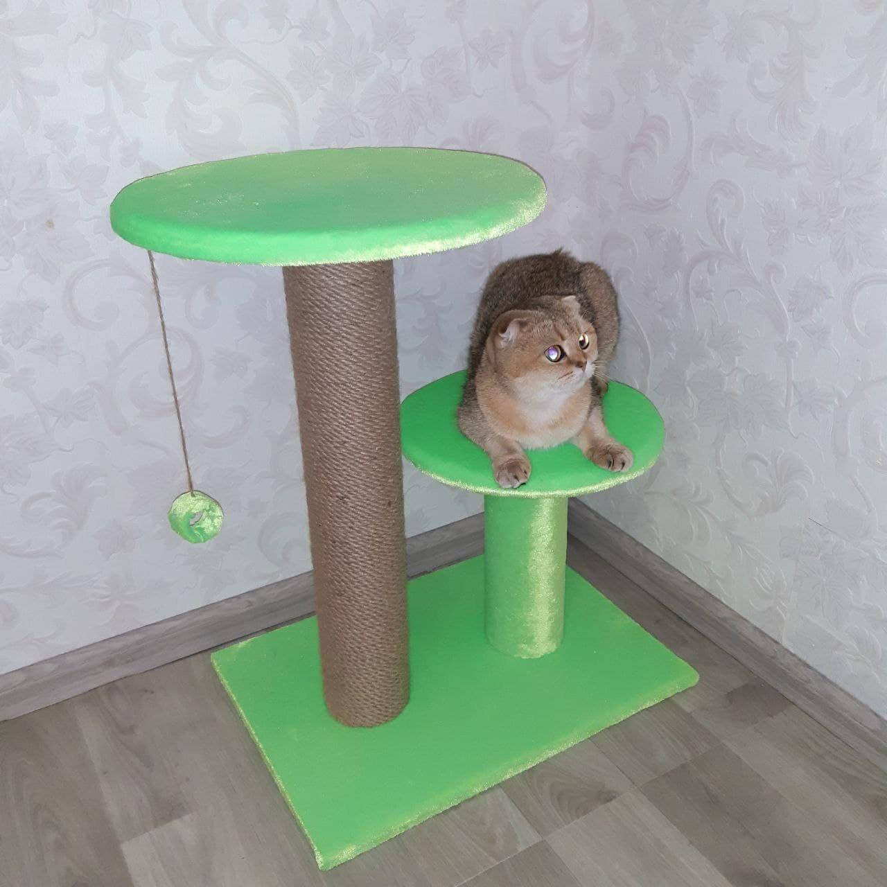 

Мини комплекс для кота когтеточка столбик с лежанками для кошки, котят 63см
