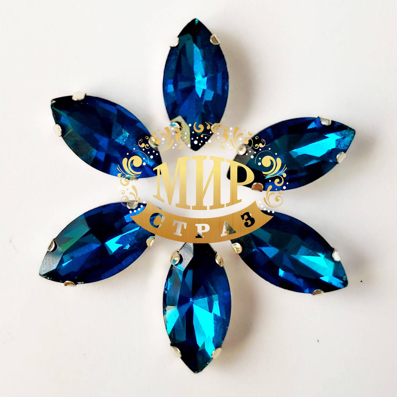 

Cтразы в цапах Лодочка Размер 7x15мм Blue Zircon 1шт