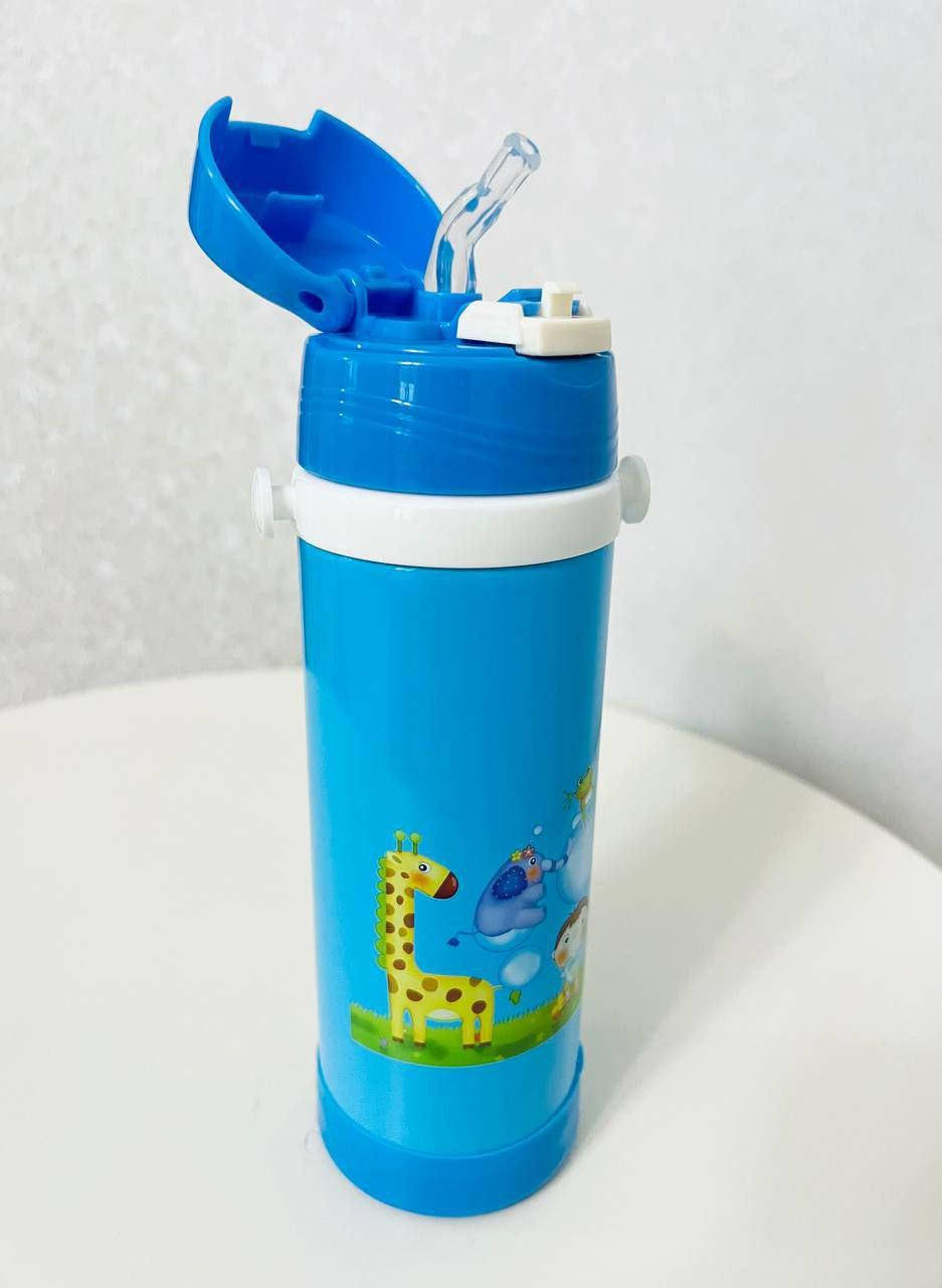 

Термос-поилка 500 мл. с трубочкой и ремешком