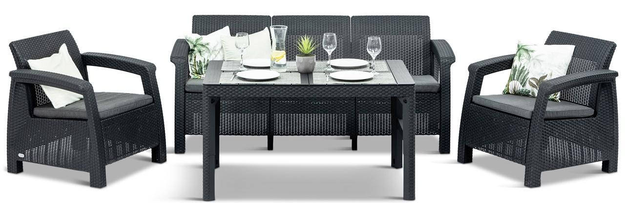 

Набор садовой мебели Curver Corfu Set Lyon Max Graphite (с регулируемым столиком) Польша