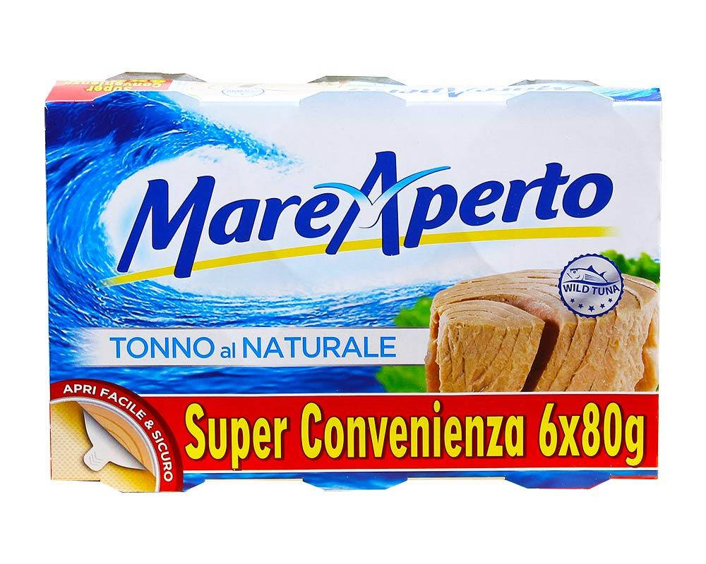 

Тунец консервированный натуральный Mare Aperto, 6шт*80г