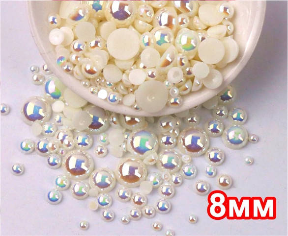 

Полубусины 8мм (20грамм≈135шт) полужемчуг молочный с АБ, Красный