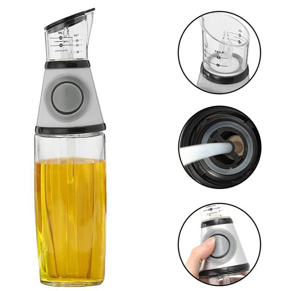 

Бутылка для масла и уксуса с дозатором стеклянная NBZ Press & Measure 500 мл / Диспенсер для масла, Серый