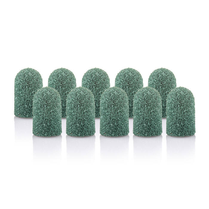 

Колпачки зеленые Nail Drill для педикюра, диаметр 7мм 80грит, 10 шт