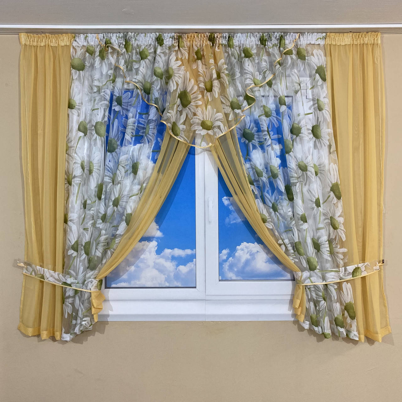 

Занавеска на кухню со шторками №445, Песочный