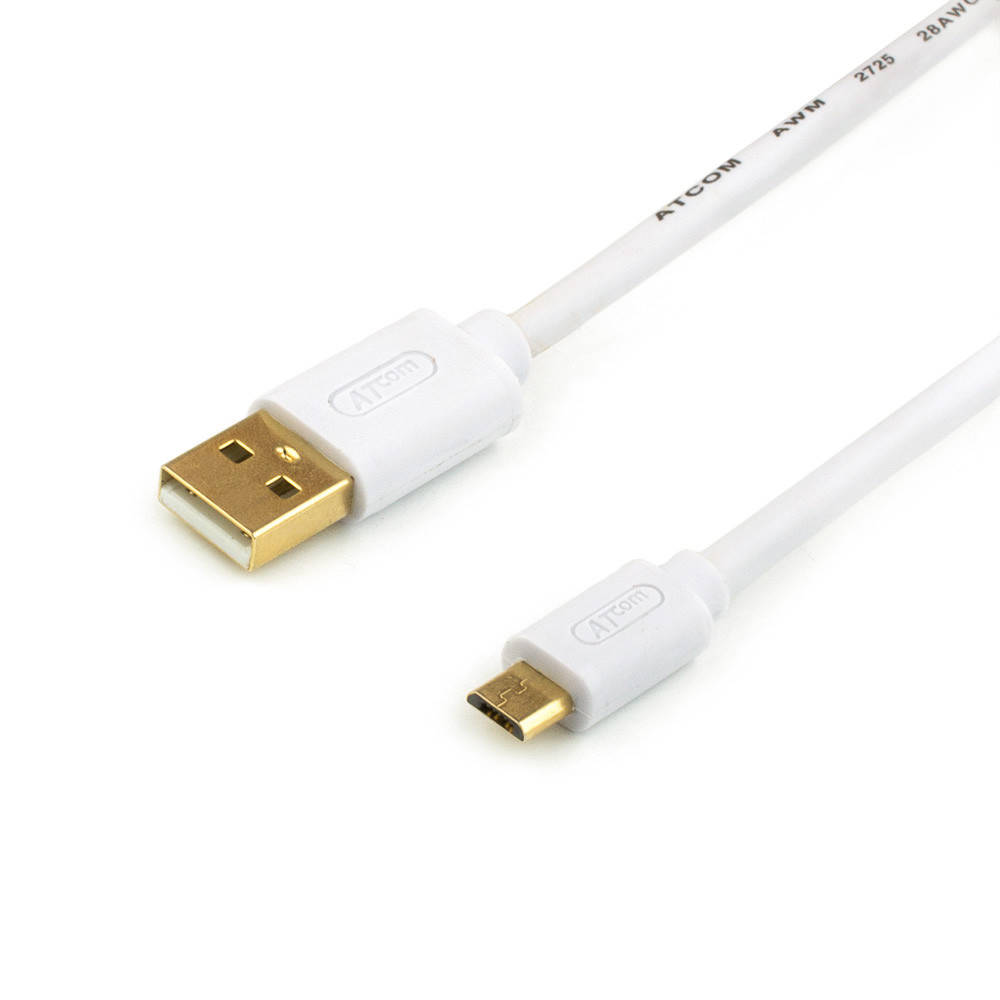 

Кабель USB 2.0 AM/micro usb, 0.8м., GOLD, Белый