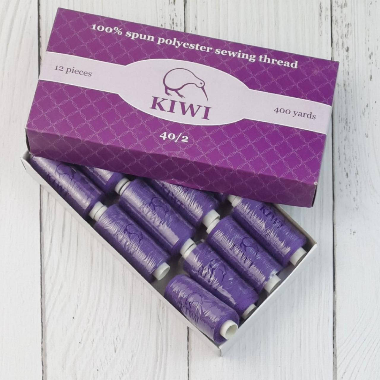 

183 Швейные нитки Kiwi 40/2 (400 ярдов) Темно фиолетовый, Белый